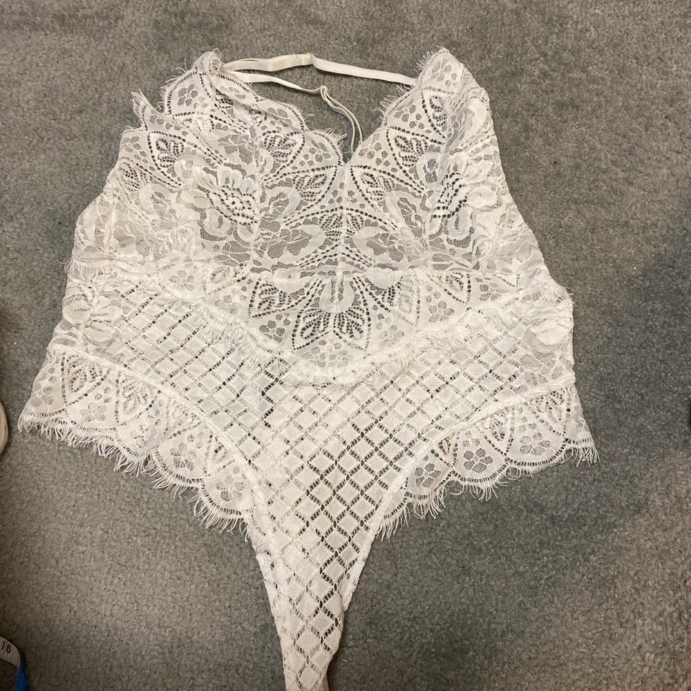 white lingerie/bodysuit